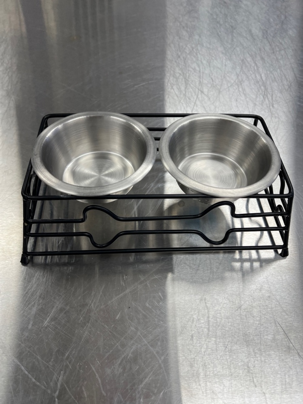 Vibrant Stainless Steel Pet Bowl with Blue Label